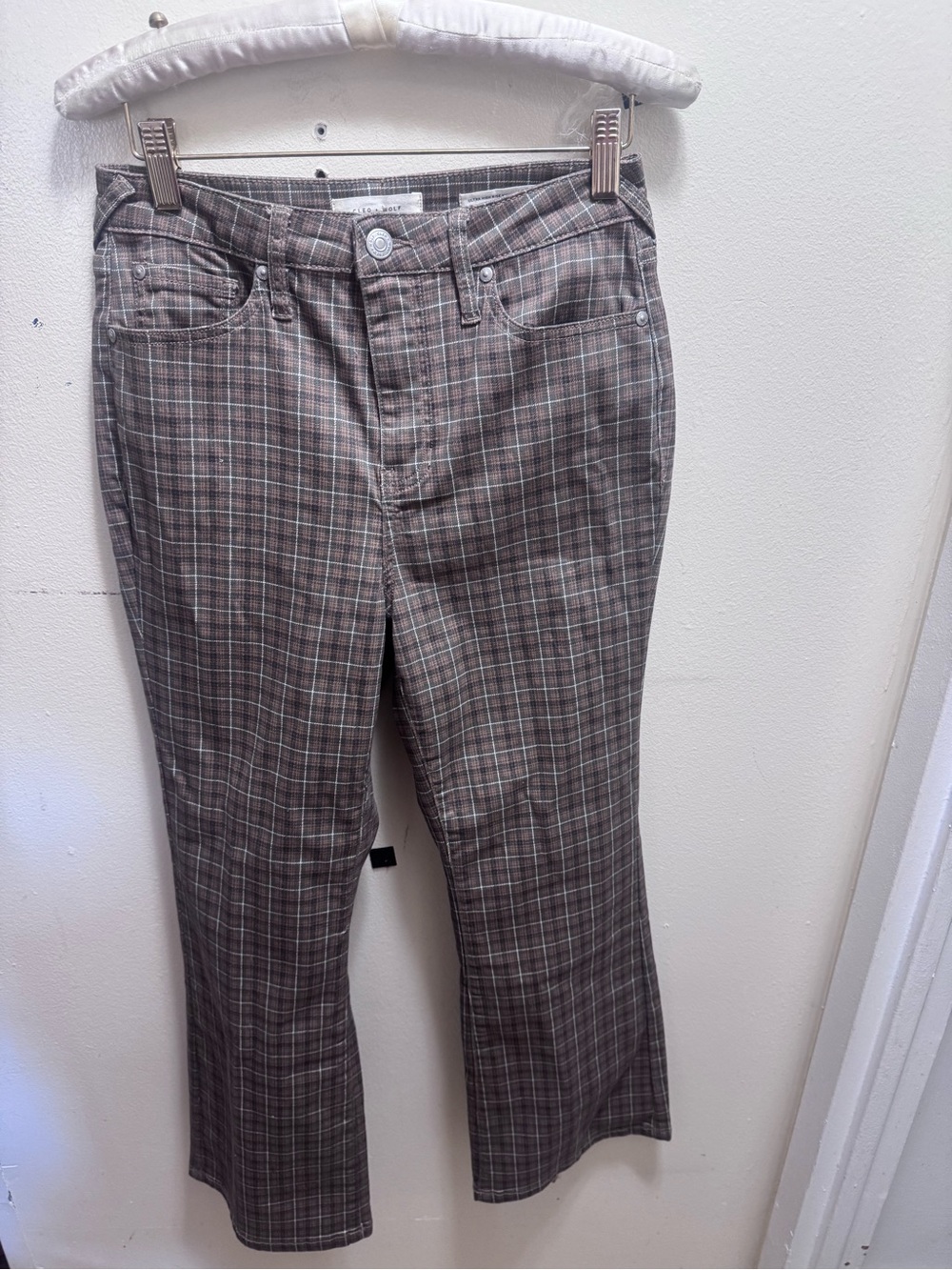 Cleo + Wolf Plaid Trousers in Brown and Gray size 28